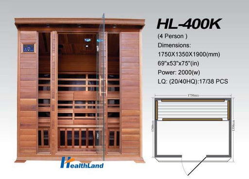 SunRay 4 Person Cedar Sequioa Infrared Sauna (HL400K) (75"H x 69"W x 53"D) - Sunray Saunas - Ambient Home