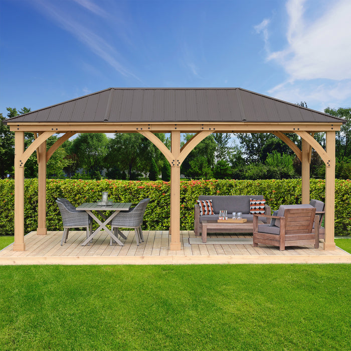 Yardistry 12 x 20 Meridian Gazebo with Cedar Wood & Aluminum Roof - Yardistry - Ambient Home