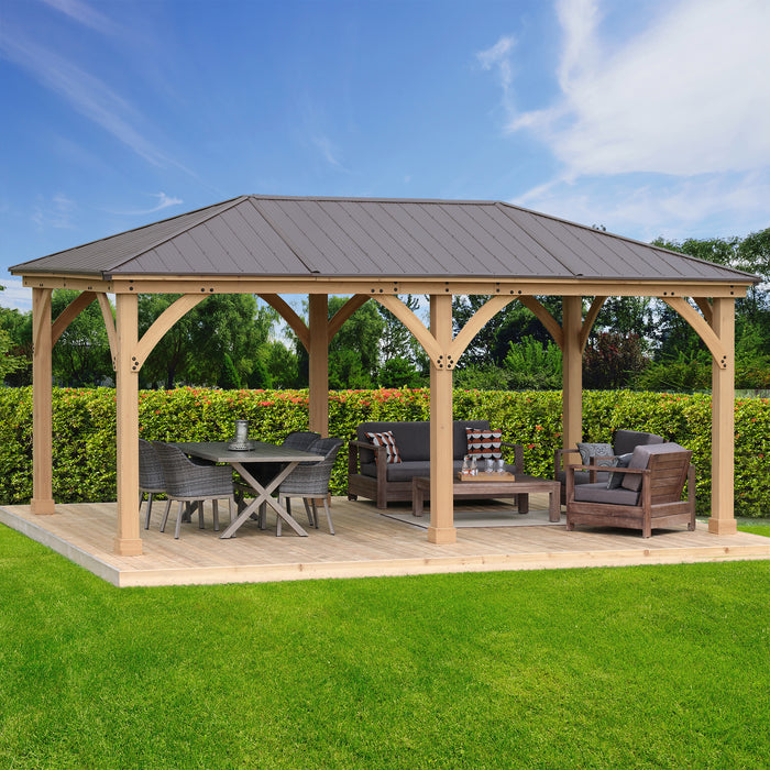 Yardistry 12 x 20 Meridian Gazebo with Cedar Wood & Aluminum Roof - Yardistry - Ambient Home