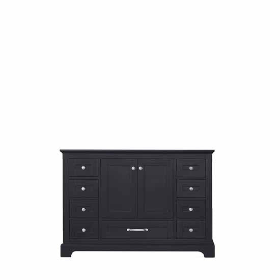 Lexora Dukes 48" - Espresso Single Bathroom Vanity (Options: White Carrara Marble / Quartz Top, White Square Sink and 46" Mirror w/ Faucet) - Lexora - Ambient Home