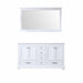 Lexora Dukes 60" - White Double Bathroom Vanity (Options: White Carrara Marble / Quartz Top, White Square Sinks and 58" Mirror w/ Faucets) - Lexora - Ambient Home