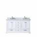 Lexora Dukes 60" - White Double Bathroom Vanity (Options: White Carrara Marble / Quartz Top, White Square Sinks and 58" Mirror w/ Faucets) - Lexora - Ambient Home