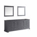 Lexora Dukes 84"-  Dark Grey Double Bathroom Vanity (Options: White Carrara Marble / Quartz Top, White Square Sinks and 34" Mirrors w/ Faucets) - Lexora - Ambient Home