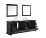 Lexora Dukes 84" - Espresso Double Bathroom Vanity (Options: White Carrara Marble / Quartz Top, White Square Sinks and 34" Mirrors w/ Faucets) - Lexora - Ambient Home