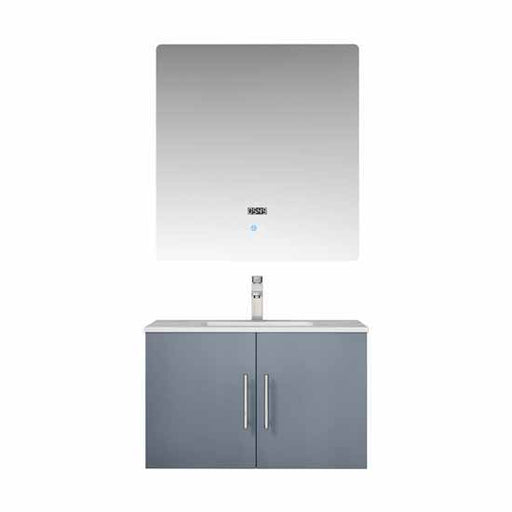 Lexora Geneva 30" - Dark Grey Single Bathroom Vanity (Options: White Carrara Marble Top, White Square Sink and 30" LED Mirror w/ Faucet) - Lexora - Ambient Home