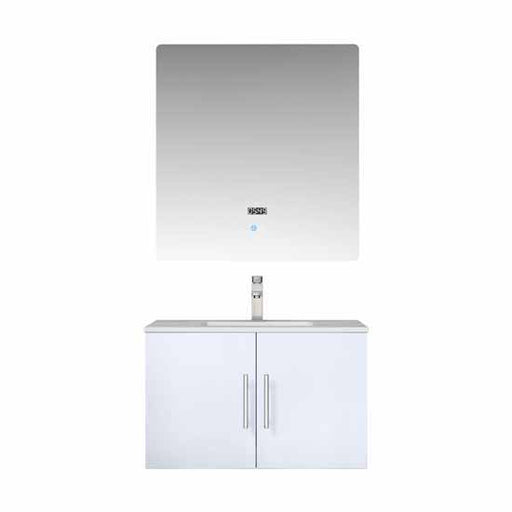 Lexora Geneva 30" - Glossy White Single Bathroom Vanity (Options: White Carrara Marble Top, White Square Sink and 30" LED Mirror w/ Faucet) - Lexora - Ambient Home