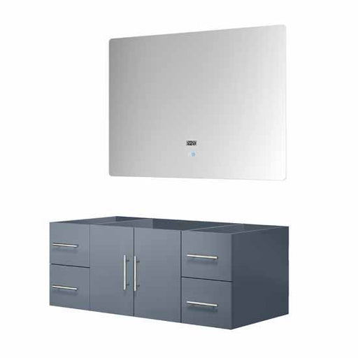 Lexora Geneva 48" - Dark Grey Single Bathroom Vanity (Options: White Carrara Marble Top, White Square Sink and 48" LED Mirror w/ Faucet) - Lexora - Ambient Home