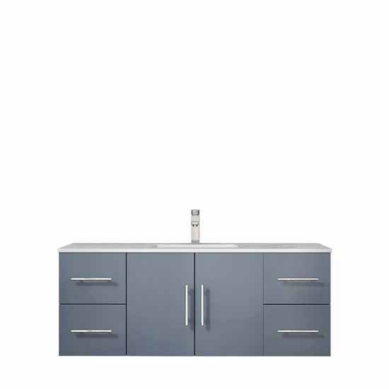 Lexora Geneva 48" - Dark Grey Single Bathroom Vanity (Options: White Carrara Marble Top, White Square Sink and 48" LED Mirror w/ Faucet) - Lexora - Ambient Home