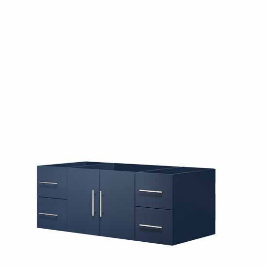 Lexora Geneva 48" - Navy Blue Single Bathroom Vanity (Options: White Carrara Marble Top, White Square Sink and 48" LED Mirror w/ Faucet) - Lexora - Ambient Home