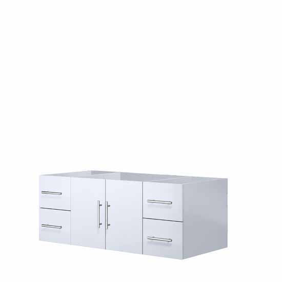 Lexora Geneva 48" - Glossy White Single Bathroom Vanity (Options: White Carrara Marble Top, White Square Sink and 48" LED Mirror w/ Faucet) - Lexora - Ambient Home