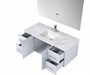 Lexora Geneva 48" - Glossy White Single Bathroom Vanity (Options: White Carrara Marble Top, White Square Sink and 48" LED Mirror w/ Faucet) - Lexora - Ambient Home
