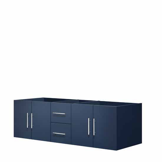 Lexora Geneva 60" - Navy Blue Double Bathroom Vanity (Options: White Carrara Marble Top, White Square Sink and 60" LED Mirror w/ Faucets) - Lexora - Ambient Home