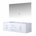 Lexora Geneva 60" - Glossy White Double Bathroom Vanity  (Options: White Carrara Marble Top, White Square Sink and 60" LED Mirror w/ Faucets) - Lexora - Ambient Home