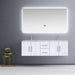 Lexora Geneva 60" - Glossy White Double Bathroom Vanity  (Options: White Carrara Marble Top, White Square Sink and 60" LED Mirror w/ Faucets) - Lexora - Ambient Home
