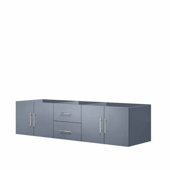 Lexora Geneva 72" - Dark Grey Double Bathroom Vanity (Options: White Carrara Marble Top, White Square Sink and 30" LED Mirror w/ Faucets) - Lexora - Ambient Home