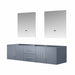 Lexora Geneva 72" - Dark Grey Double Bathroom Vanity (Options: White Carrara Marble Top, White Square Sink and 30" LED Mirror w/ Faucets) - Lexora - Ambient Home