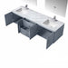 Lexora Geneva 72" - Dark Grey Double Bathroom Vanity (Options: White Carrara Marble Top, White Square Sink and 30" LED Mirror w/ Faucets) - Lexora - Ambient Home