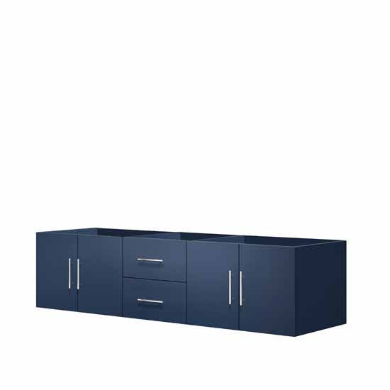 Lexora Geneva 72" - Navy Blue Double Bathroom Vanity (Options: White Carrara Marble Top, White Square Sink and 30" LED Mirror w/ Faucets) - Lexora - Ambient Home