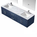 Lexora Geneva 72" - Navy Blue Double Bathroom Vanity (Options: White Carrara Marble Top, White Square Sink and 30" LED Mirror w/ Faucets) - Lexora - Ambient Home