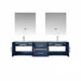 Lexora Geneva 72" - Navy Blue Double Bathroom Vanity (Options: White Carrara Marble Top, White Square Sink and 30" LED Mirror w/ Faucets) - Lexora - Ambient Home