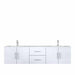 Lexora Geneva 72" - Glossy White Double Bathroom Vanity (Options: White Carrara Marble Top, White Square Sink and 30" LED Mirror w/ Faucets) - Lexora - Ambient Home