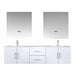 Lexora Geneva 72" - Glossy White Double Bathroom Vanity (Options: White Carrara Marble Top, White Square Sink and 30" LED Mirror w/ Faucets) - Lexora - Ambient Home