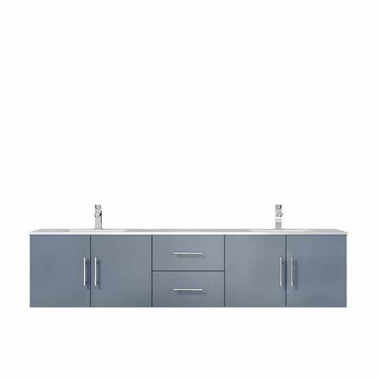 Lexora Geneva 80" - Dark Grey Double Bathroom Vanity (Options: White Carrara Marble Top, White Square Sinks and 30" LED Mirrors w/ Faucets) - Lexora - Ambient Home