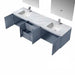 Lexora Geneva 80" - Dark Grey Double Bathroom Vanity (Options: White Carrara Marble Top, White Square Sinks and 30" LED Mirrors w/ Faucets) - Lexora - Ambient Home