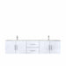 Lexora Geneva 80" - Glossy White Double Bathroom Vanity (Options: White Carrara Marble Top, White Square Sinks and 30" LED Mirrors w/ Faucets) - Lexora - Ambient Home