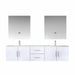 Lexora Geneva 80" - Glossy White Double Bathroom Vanity (Options: White Carrara Marble Top, White Square Sinks and 30" LED Mirrors w/ Faucets) - Lexora - Ambient Home