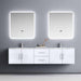 Lexora Geneva 80" - Glossy White Double Bathroom Vanity (Options: White Carrara Marble Top, White Square Sinks and 30" LED Mirrors w/ Faucets) - Lexora - Ambient Home