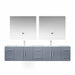 Lexora Geneva 84" - Dark Grey Double Bathroom Vanity (Options: White Carrara Marble Top, White Square Sinks and 36" LED Mirrors w/ Faucets) - Lexora - Ambient Home