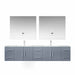 Lexora Geneva 84" - Dark Grey Double Bathroom Vanity (Options: White Carrara Marble Top, White Square Sinks and 36" LED Mirrors w/ Faucets) - Lexora - Ambient Home