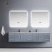 Lexora Geneva 84" - Dark Grey Double Bathroom Vanity (Options: White Carrara Marble Top, White Square Sinks and 36" LED Mirrors w/ Faucets) - Lexora - Ambient Home