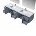 Lexora Geneva 84" - Dark Grey Double Bathroom Vanity (Options: White Carrara Marble Top, White Square Sinks and 36" LED Mirrors w/ Faucets) - Lexora - Ambient Home