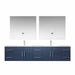 Lexora Geneva 84" - Navy Blue Double Bathroom Vanity (Options: White Carrara Marble Top, White Square Sinks and 36" LED Mirrors w/ Faucets) - Lexora - Ambient Home