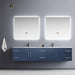Lexora Geneva 84" - Navy Blue Double Bathroom Vanity (Options: White Carrara Marble Top, White Square Sinks and 36" LED Mirrors w/ Faucets) - Lexora - Ambient Home