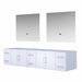 Lexora Geneva 84" - Glossy White Double Bathroom Vanity (Options: White Carrara Marble Top, White Square Sinks and 36" LED Mirrors w/ Faucets) - Lexora - Ambient Home