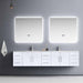 Lexora Geneva 84" - Glossy White Double Bathroom Vanity (Options: White Carrara Marble Top, White Square Sinks and 36" LED Mirrors w/ Faucets) - Lexora - Ambient Home