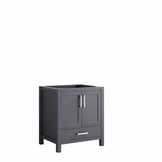 Lexora Jacques 30" - Dark Grey Single Bathroom Vanity (Options: White Carrara Marble Top, White Square Sink and 28" Mirror w/ Faucet) - Lexora - Ambient Home