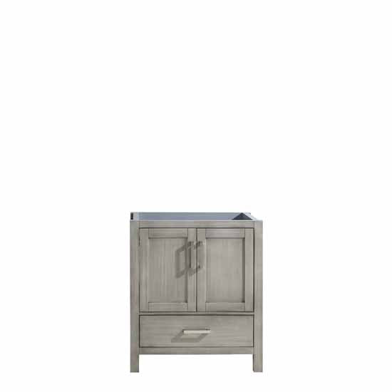 Lexora Jacques 30" - Distressed Grey Single Bathroom Vanity (Options: White Carrara Marble Top, White Square Sink and 28" Mirror w/ Faucet) - Lexora - Ambient Home