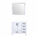 Lexora Jacques 36" - White Single Bathroom Vanity (Options: White Carrara Marble Top, White Square Sink and 34" Mirror w/ Faucet - Left Version) - Lexora - Ambient Home