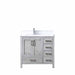 Lexora Jacques 36" - Distressed Grey Single Bathroom Vanity (Options: White Carrara Marble Top, White Square Sink and 34" Mirror w/ Faucet - Left Version) - Lexora - Ambient Home