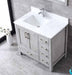 Lexora Jacques 36" - Distressed Grey Single Bathroom Vanity (Options: White Carrara Marble Top, White Square Sink and 34" Mirror w/ Faucet - Left Version) - Lexora - Ambient Home