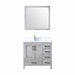 Lexora Jacques 36" - Distressed Grey Single Bathroom Vanity (Options: White Carrara Marble Top, White Square Sink and 34" Mirror w/ Faucet - Left Version) - Lexora - Ambient Home