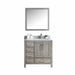 Lexora Jacques 36" - Distressed Grey Single Bathroom Vanity (Options: White Carrara Marble Top, White Square Sink and 34" Mirror w/ Faucet - Right Version) - Lexora - Ambient Home