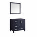 Lexora Jacques 36" - Navy Blue Single Bathroom Vanity (Options: White Carrara Marble Top, White Square Sink and 34" Mirror w/ Faucet - Right Version) - Lexora - Ambient Home