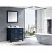 Lexora Jacques 36" - Navy Blue Single Bathroom Vanity (Options: White Carrara Marble Top, White Square Sink and 34" Mirror w/ Faucet - Left Version) - Lexora - Ambient Home