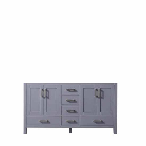 Lexora Jacques 60" - Dark Grey Double Bathroom Vanity (Options: White Carrara Marble Top, White Square Sinks and 58" Mirror w/ Faucets) - Lexora - Ambient Home