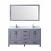 Lexora Jacques 60" - Dark Grey Double Bathroom Vanity (Options: White Carrara Marble Top, White Square Sinks and 58" Mirror w/ Faucets) - Lexora - Ambient Home